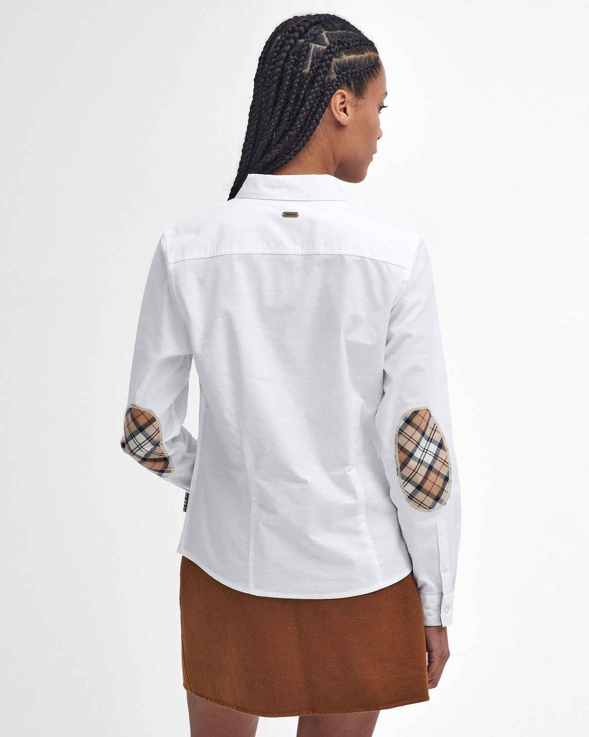 White-Lavender-Cotton-Patch-Sleeve-Shirt
