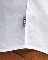 White Lavender Cotton Patch Sleeve Shirt