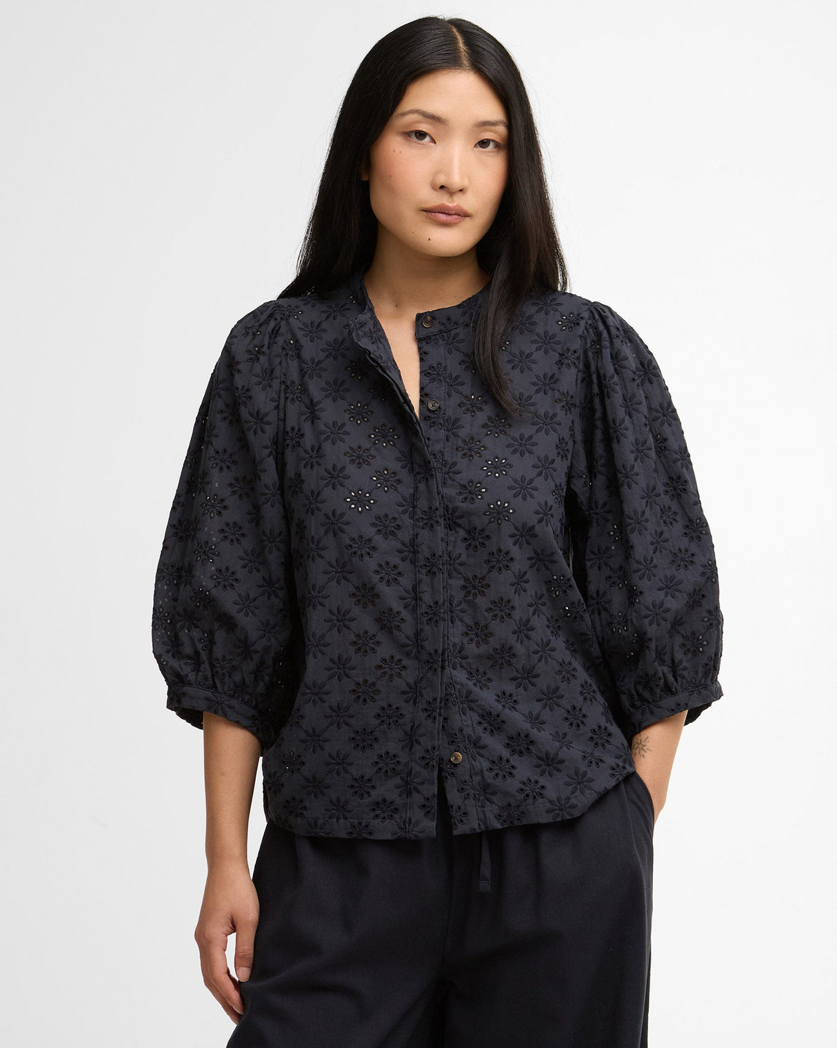 Dark-Navy-Layla-Textured-Blouse