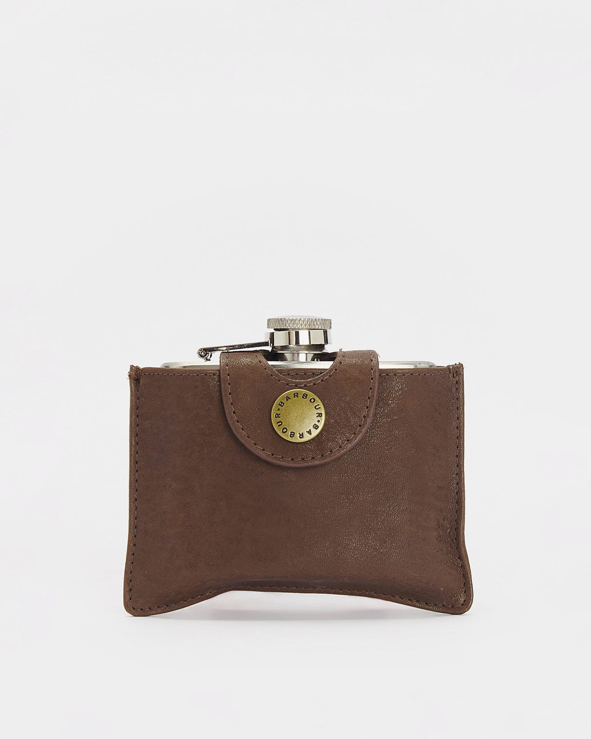 Barbour Brown Hinged Hip Flask