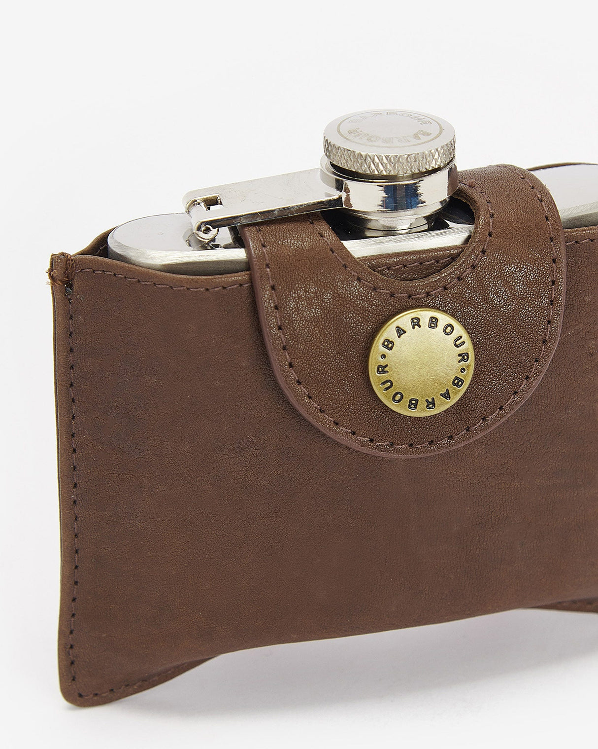 Barbour Brown Hinged Hip Flask