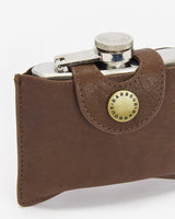 Barbour Brown Hinged Hip Flask