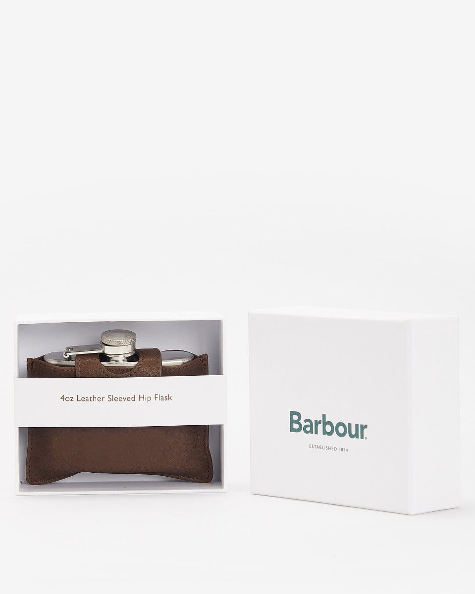 Barbour Brown Hinged Hip Flask