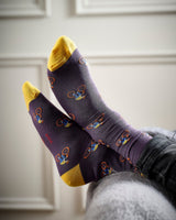 Mauve & Yellow Cyclist Socks