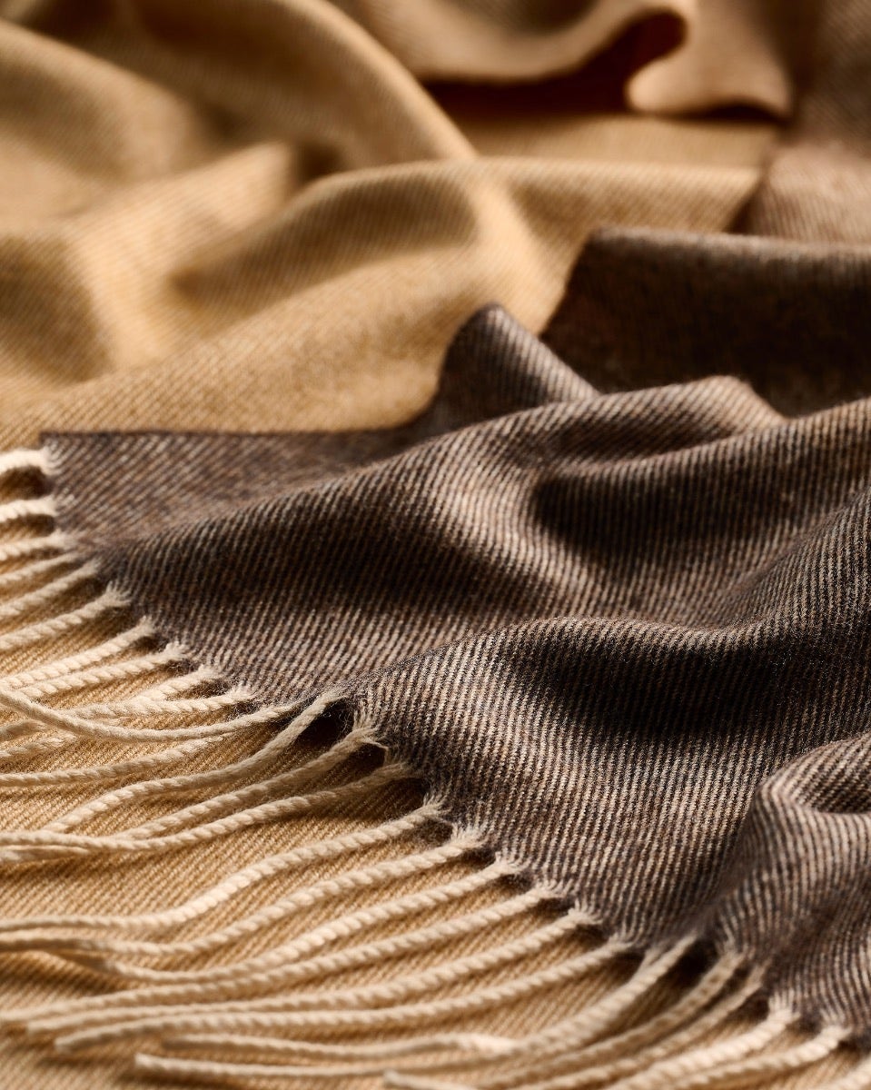 Ombre Camel Extra Wide Merino Scarf
