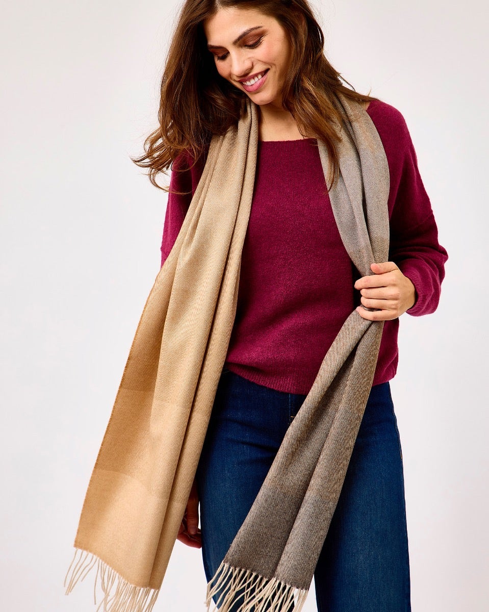 Ombre Camel Extra Wide Merino Scarf