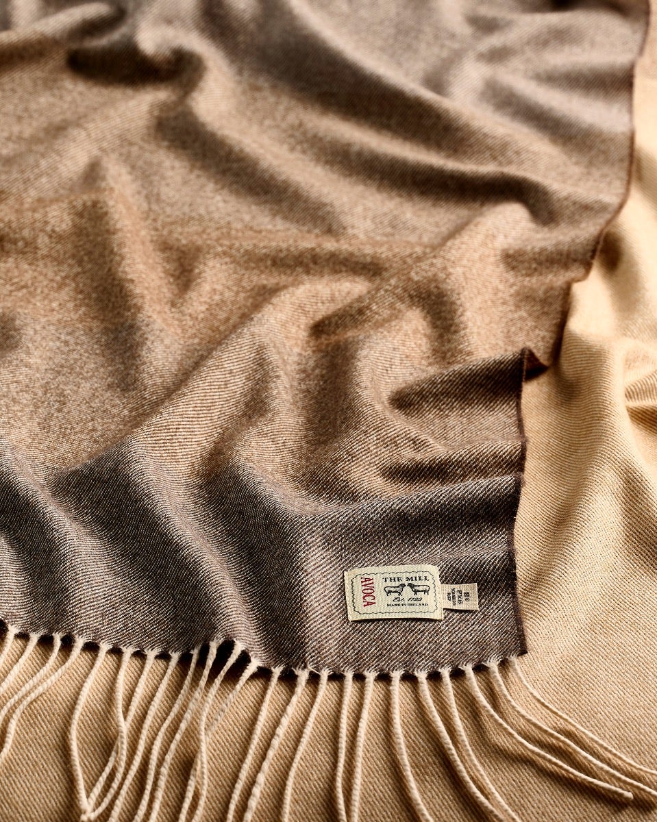 Ombre Camel Extra Wide Merino Scarf