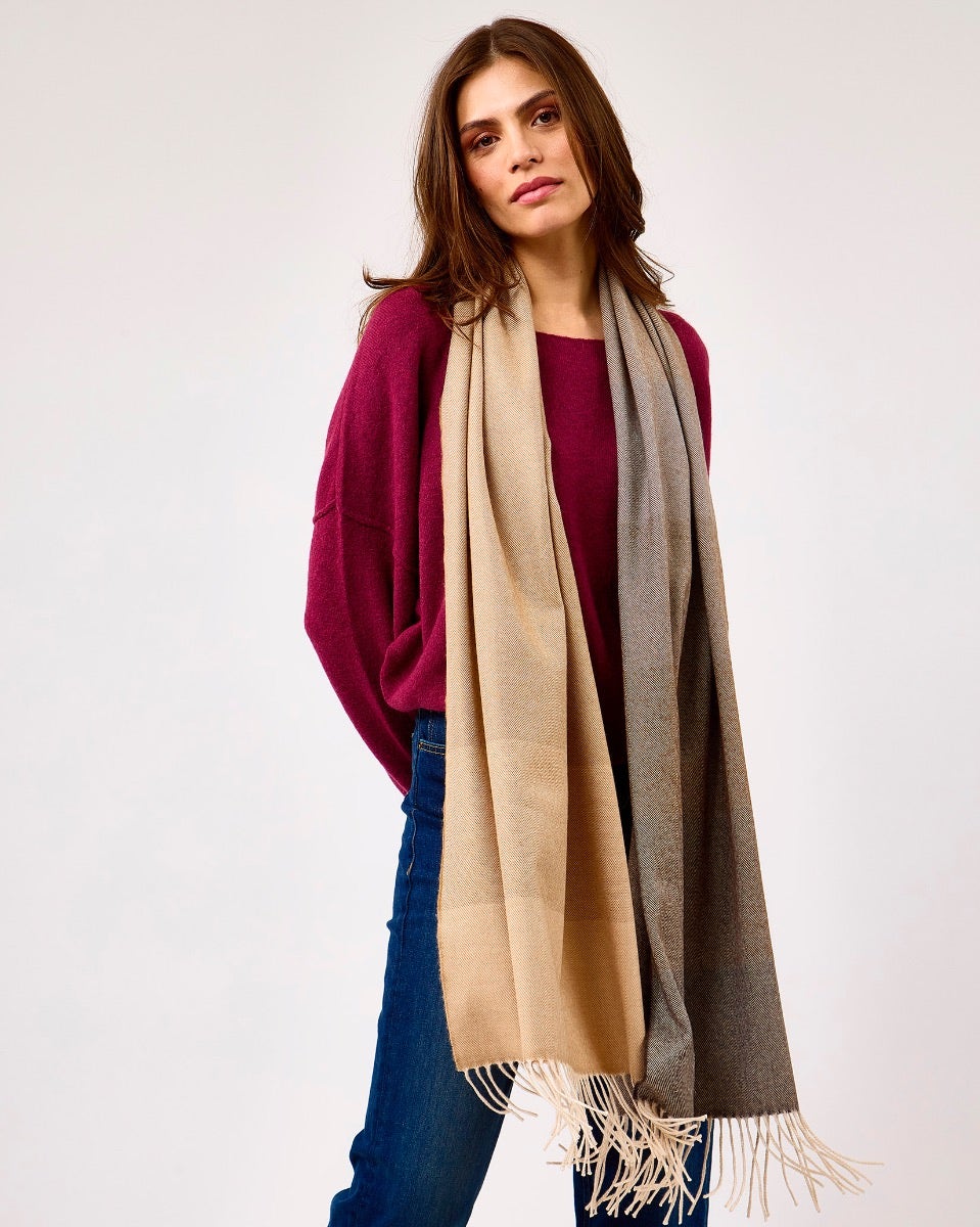 Ombre Camel Extra Wide Merino Scarf