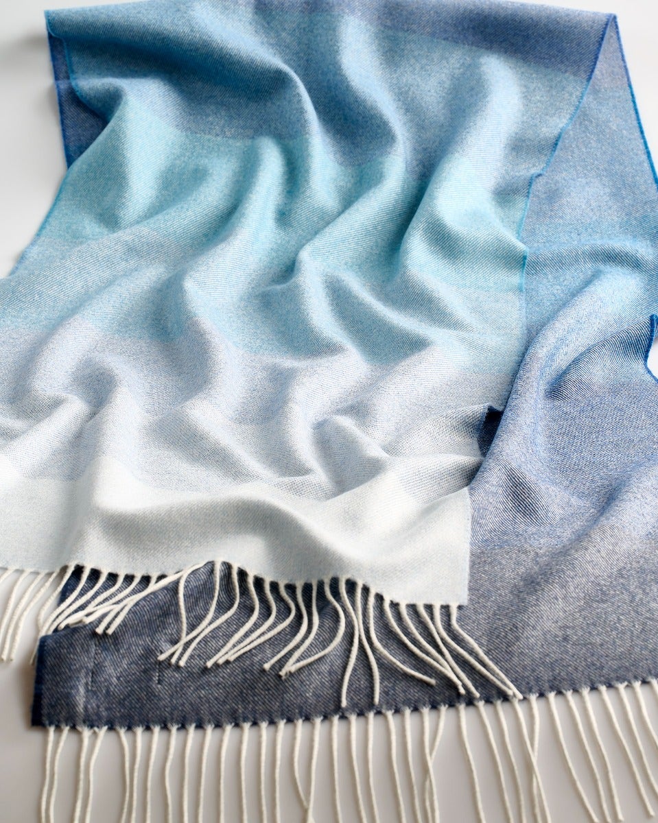 Ombre Denim Extra Wide Merino Scarf