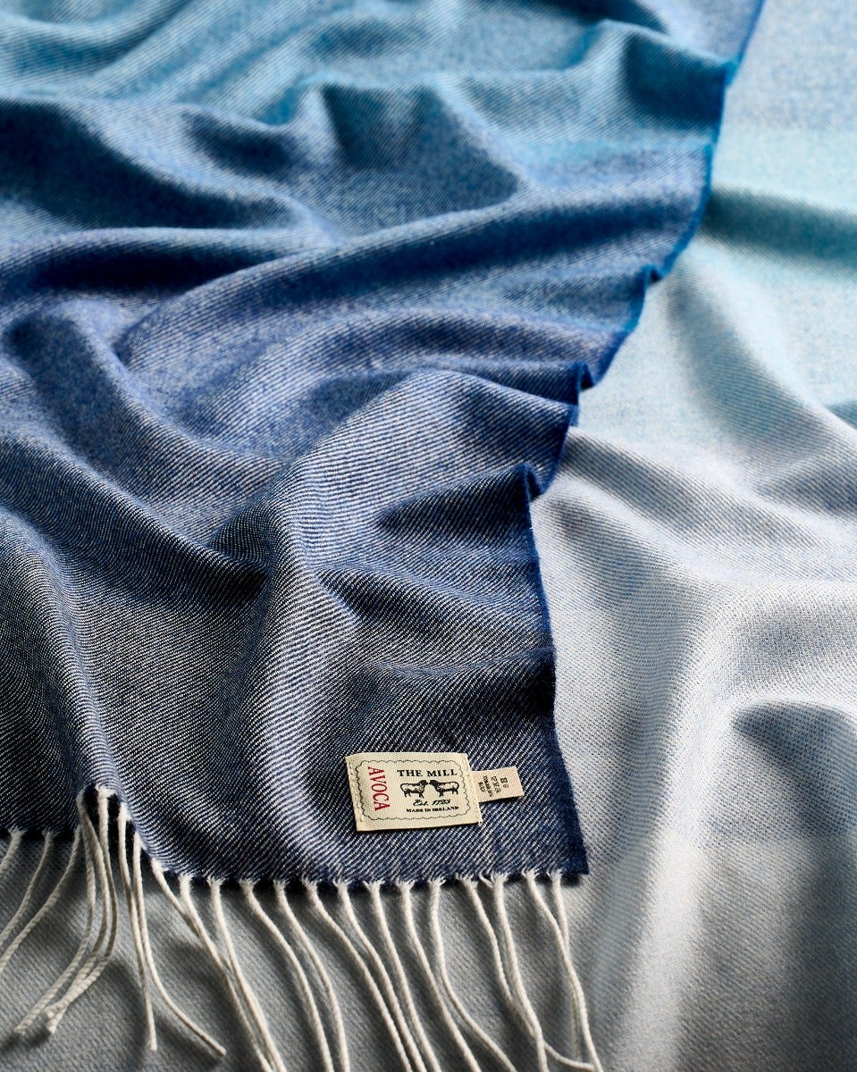Ombre Denim Extra Wide Merino Scarf