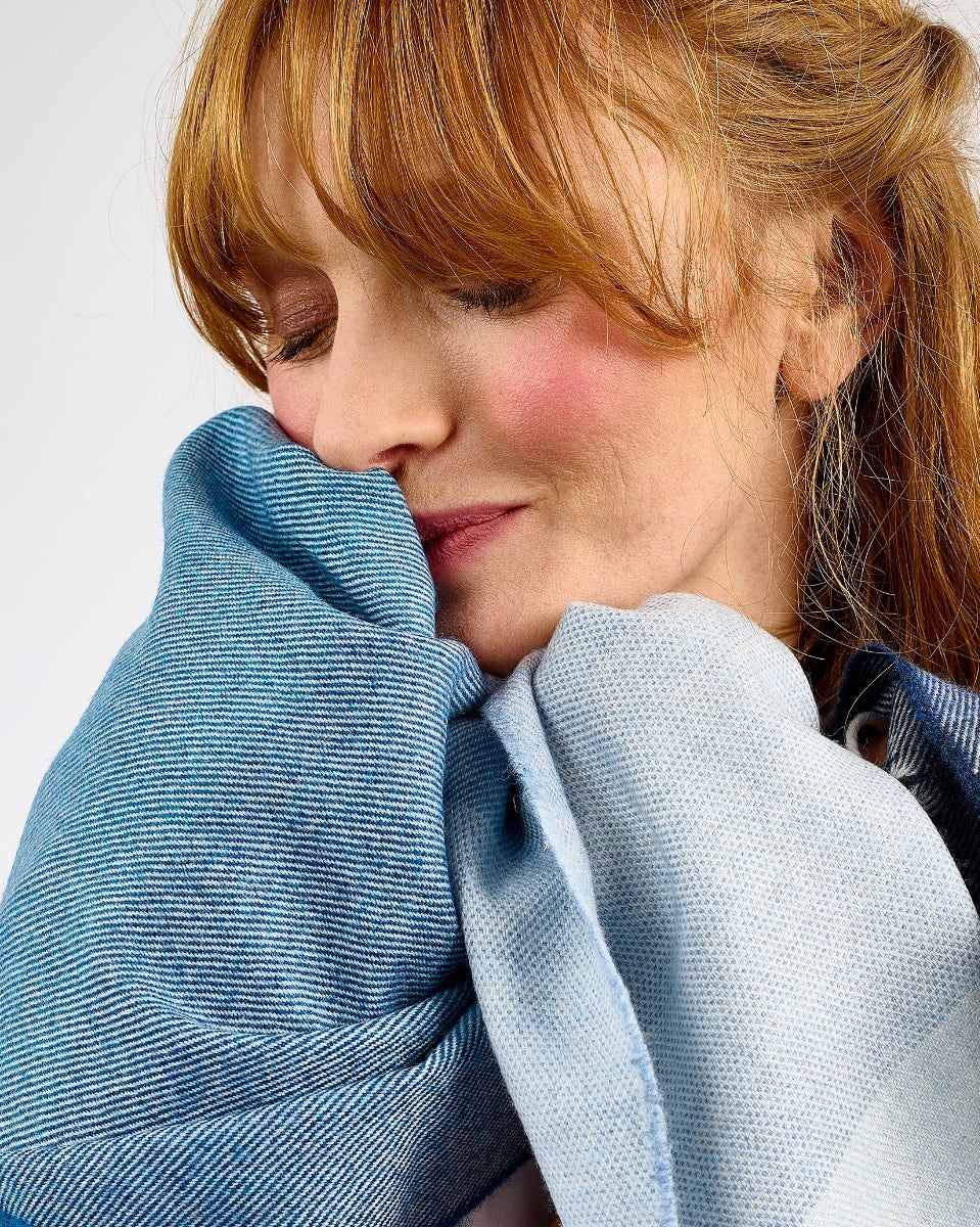 Ombre Denim Extra Wide Merino Scarf