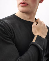 Unisex Black 100% Merino Knit Crew Neck Jumper