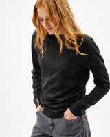 Unisex Black 100% Merino Knit Crew Neck Jumper