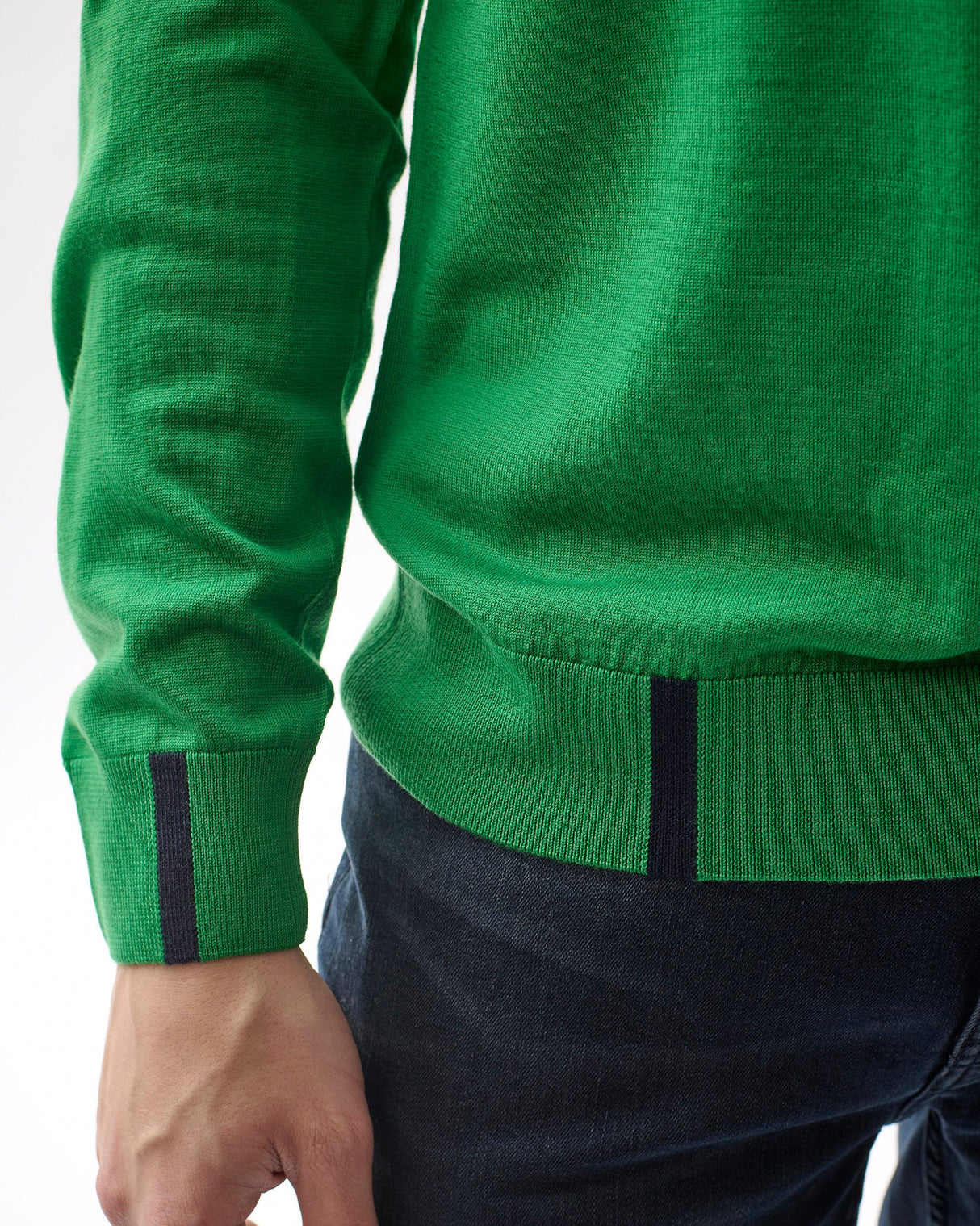 Unisex Green 100% Merino Knit Crew Neck Jumper
