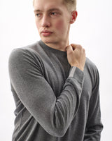 Unisex Grey 100% Merino Knit Crew Neck Jumper