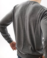 Unisex Grey 100% Merino Knit Crew Neck Jumper