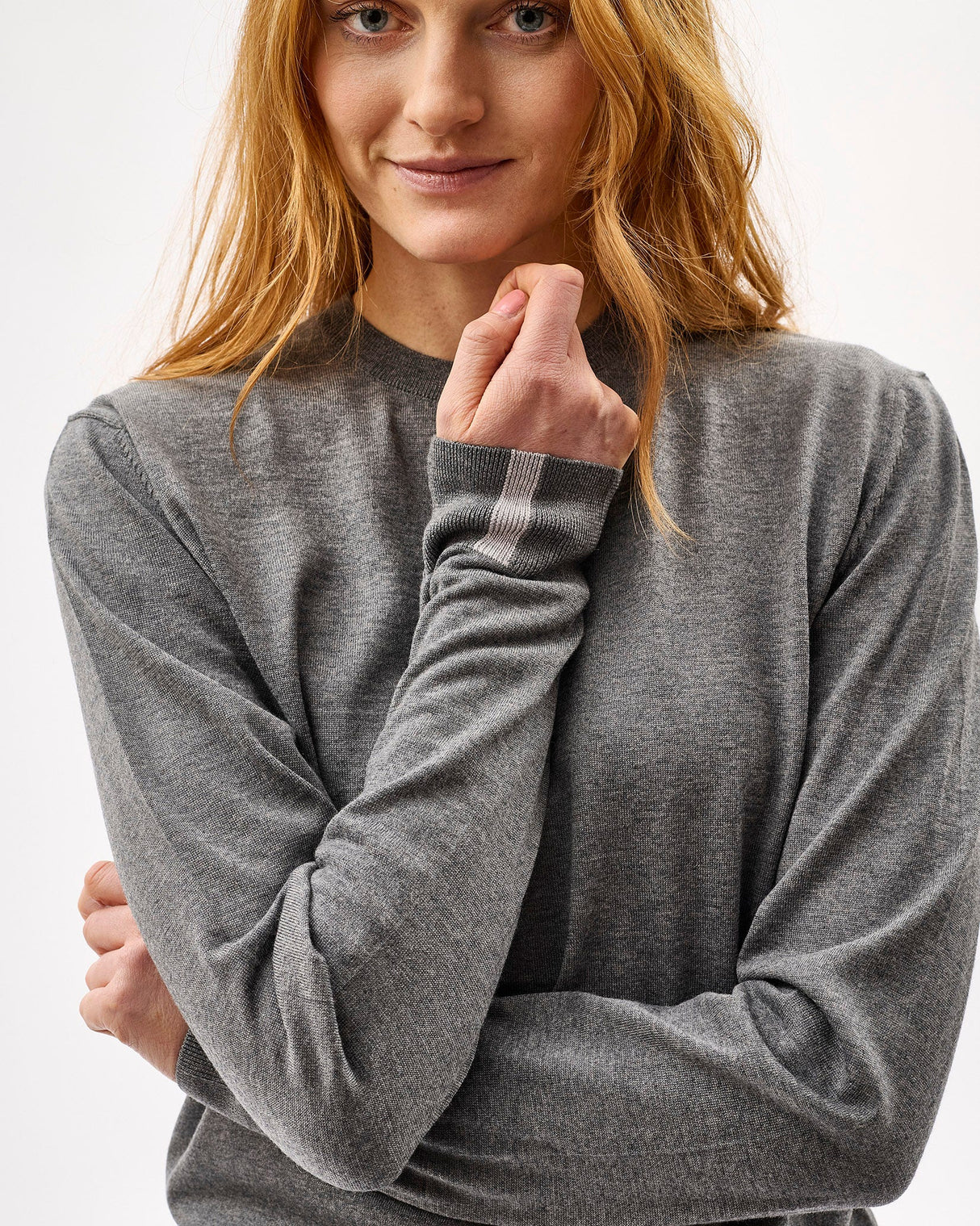 Unisex Grey 100% Merino Knit Crew Neck Jumper