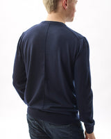 Unisex Navy 100% Merino Knit Crew Neck Jumper