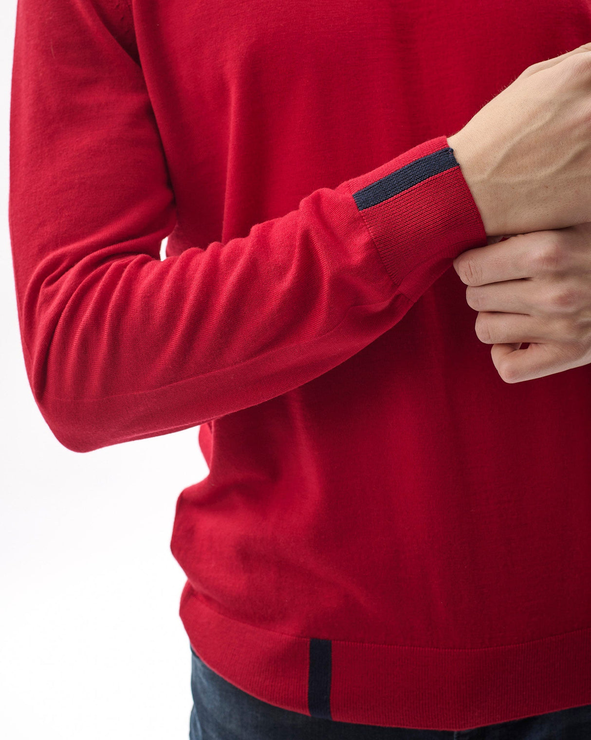 Unisex Red 100% Merino Knit Crew Neck Jumper