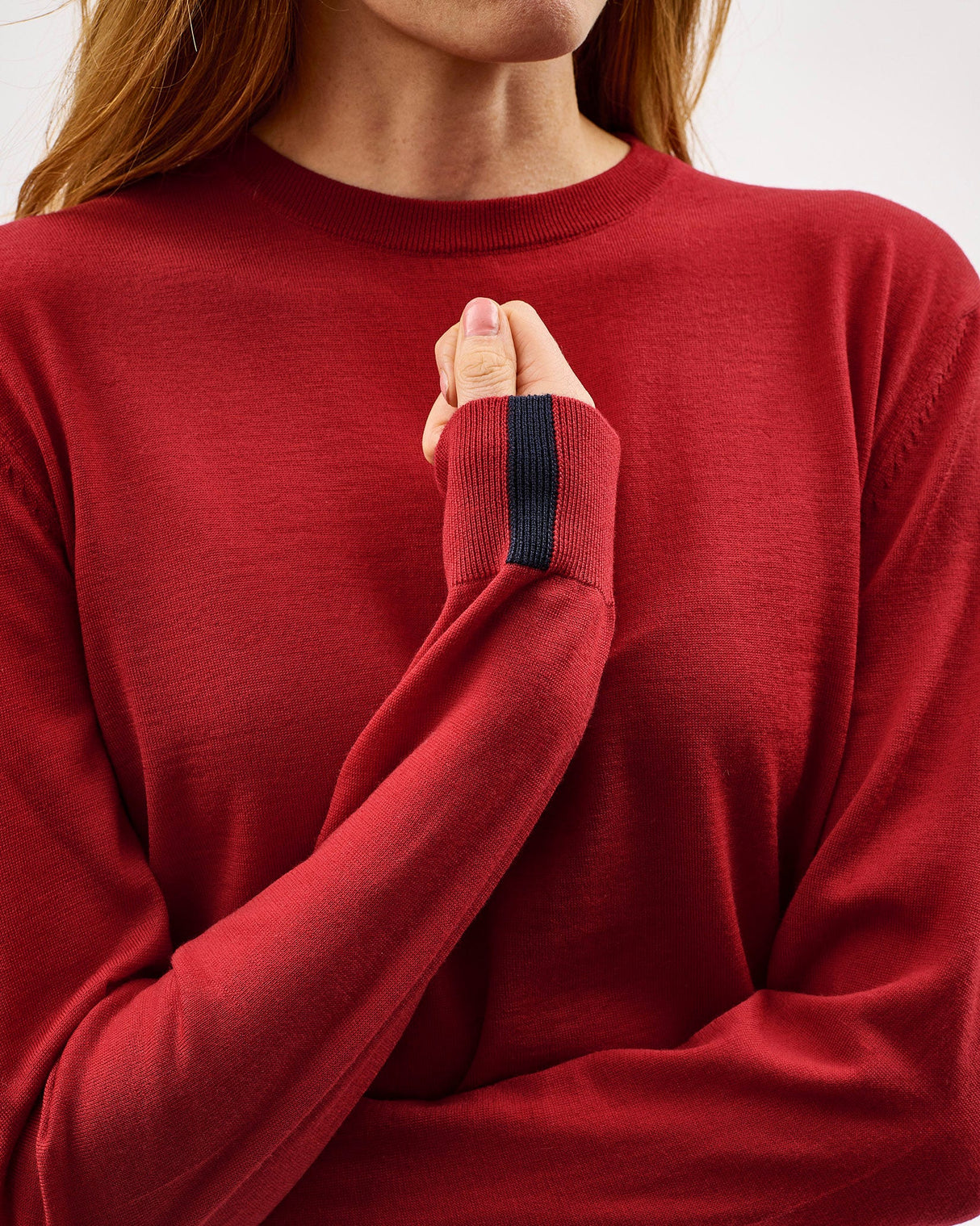 Unisex Red 100% Merino Knit Crew Neck Jumper
