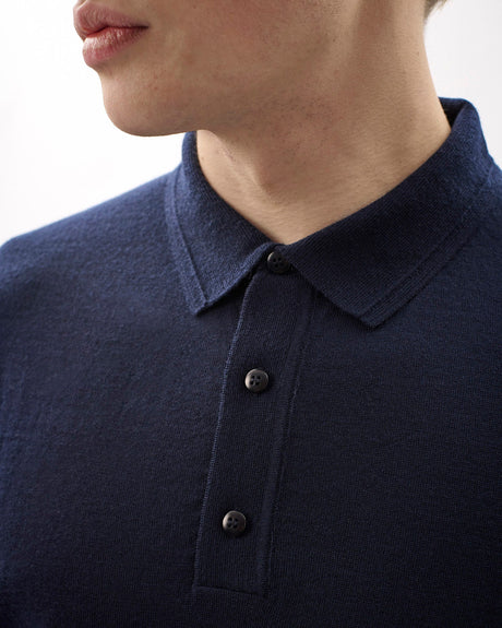 Navy-100%-Merino-Knit-Polo-Jumper