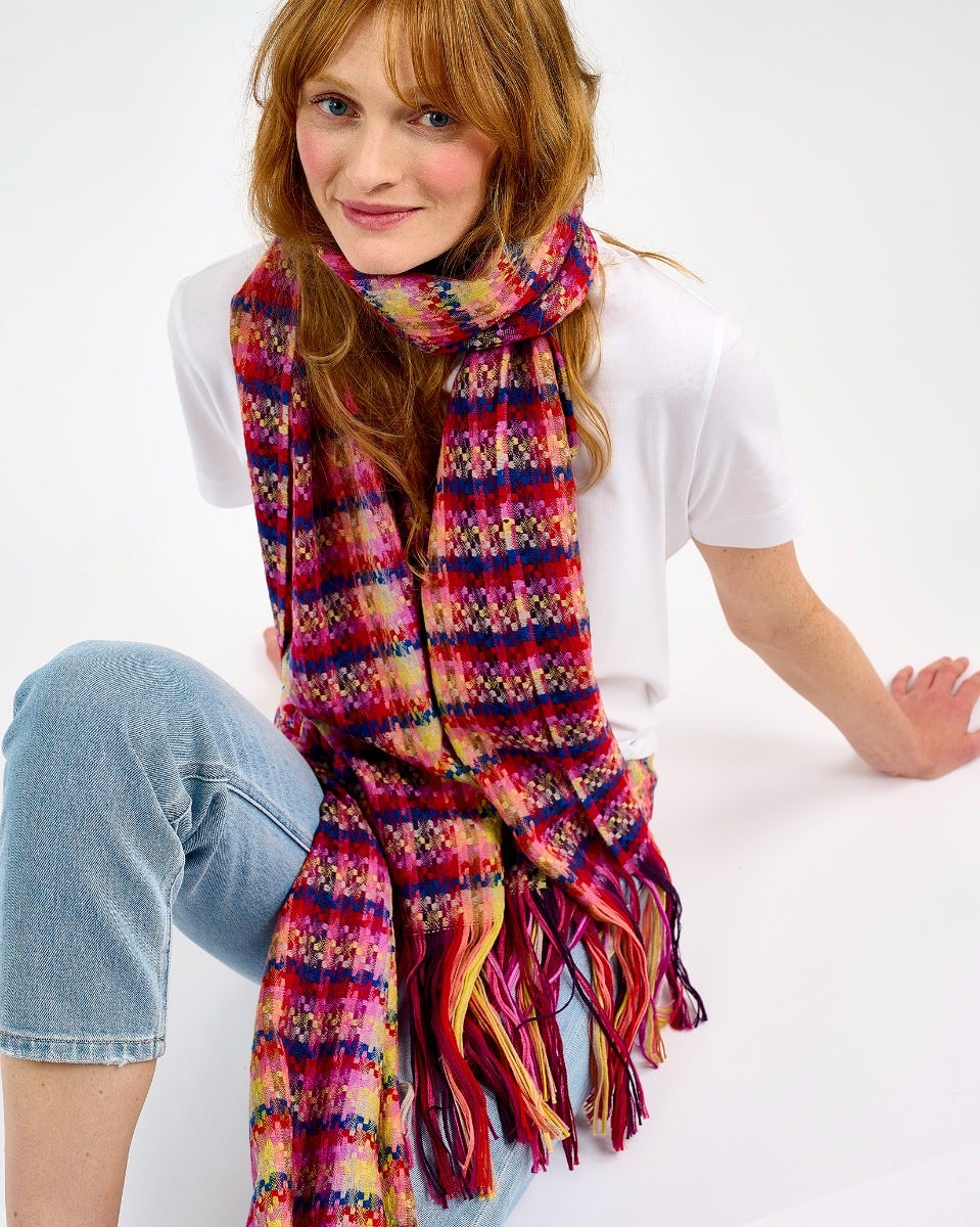Berry Lollipop Wide Merino Scarf