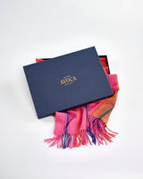 Vertical Stripe Pink Wide Merino Scarf