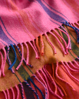 Vertical Stripe Pink Wide Merino Scarf
