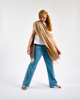Ombre Camel Wide Merino Scarf