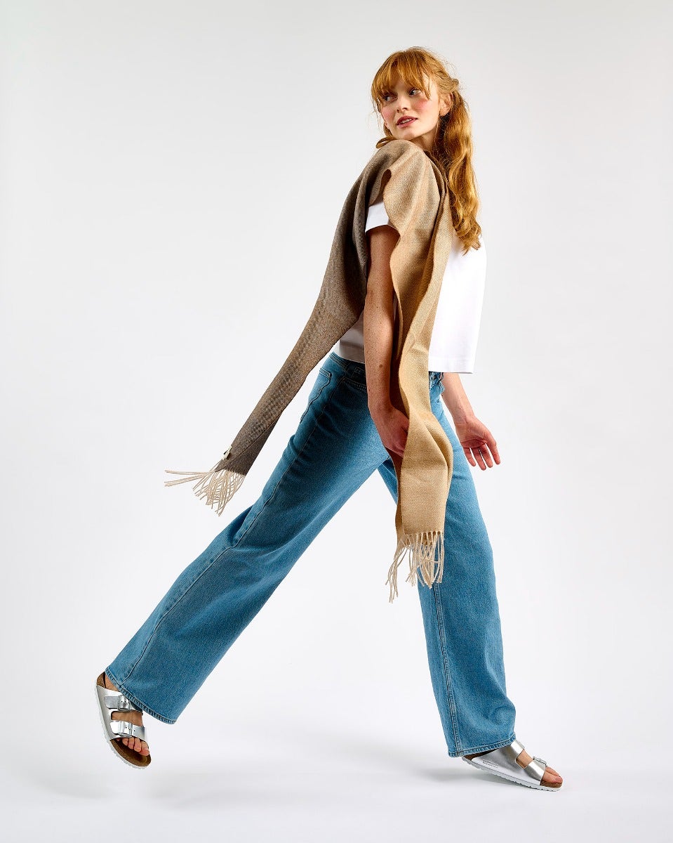 Ombre Camel Wide Merino Scarf