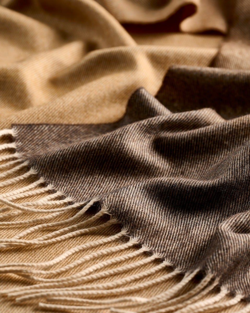 Ombre Camel Wide Merino Scarf