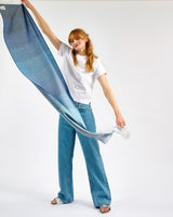 Ombre Denim Wide Merino Scarf
