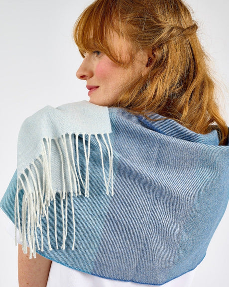 Ombre Denim Wide Merino Scarf
