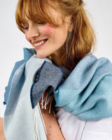 Ombre Denim Wide Merino Scarf