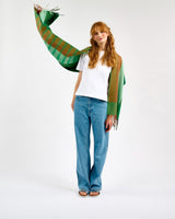 Tricolour Stripe Wide Merino Scarf