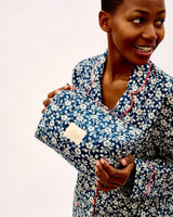 Mini Floral Navy Quilted Cosmetic Bag