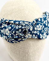 Mini Floral Navy Cotton Hair Band