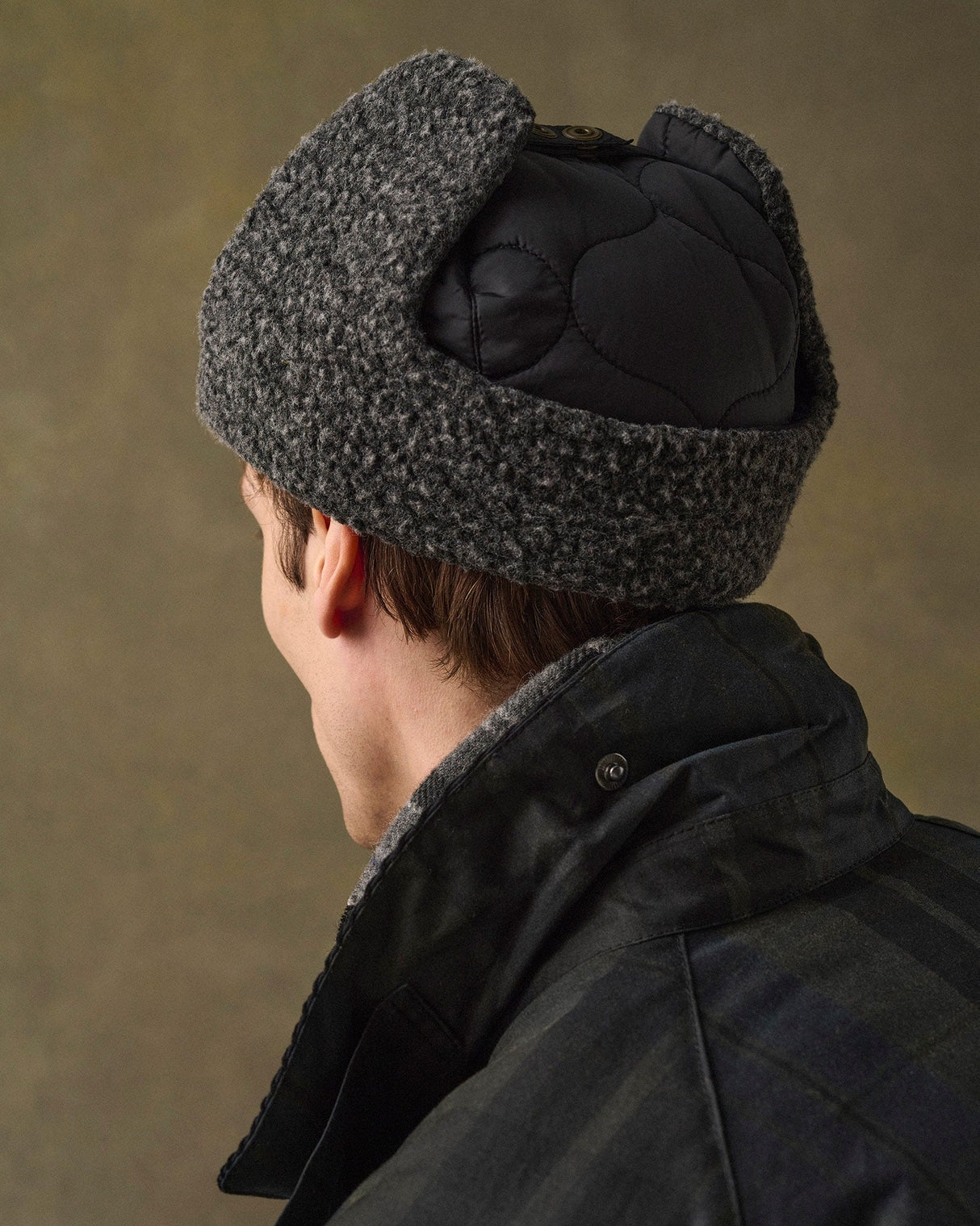 Black Sandbay Quilted Trapper Hat