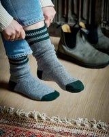 Mid Grey & Green Cashmere Blend Women's Socks
