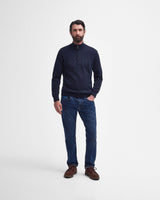 Navy Cotton Half Zip Knitted Jumper