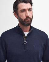 Navy Cotton Half Zip Knitted Jumper