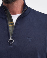 Navy Cotton Half Zip Knitted Jumper