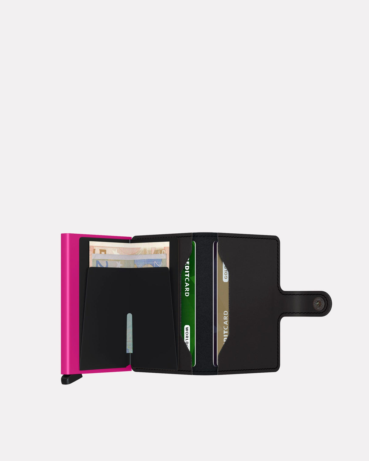 Black & Fuchsia Matte Leather Miniwallet