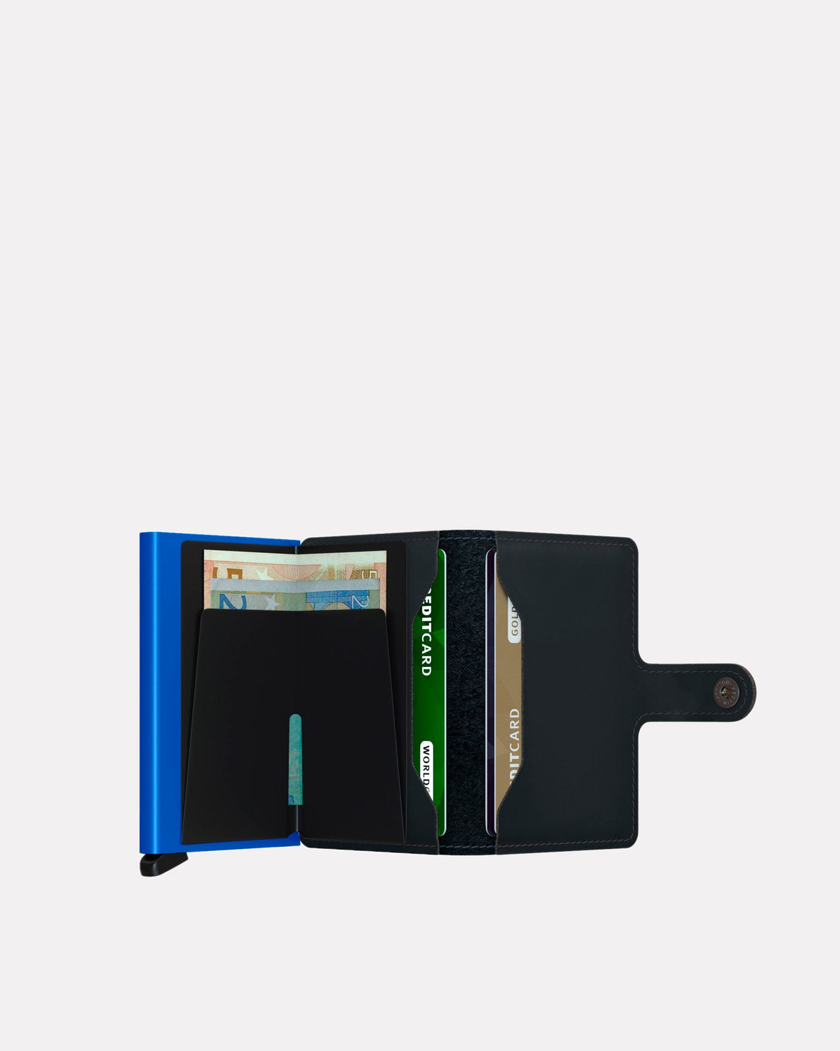 Black & Blue Matte Leather Miniwallet