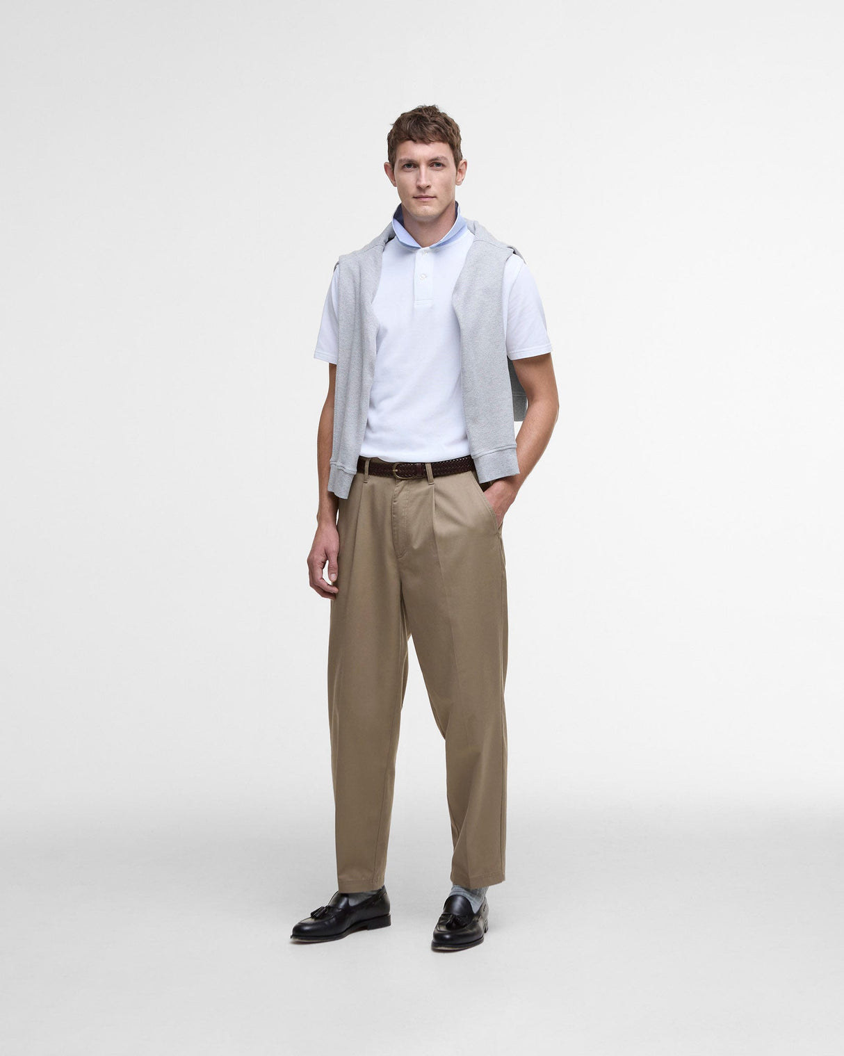 White Oxford Tailored Fit Polo Shirt
