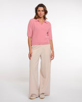 Confetti Pink Moisa Open Neck Collar Top