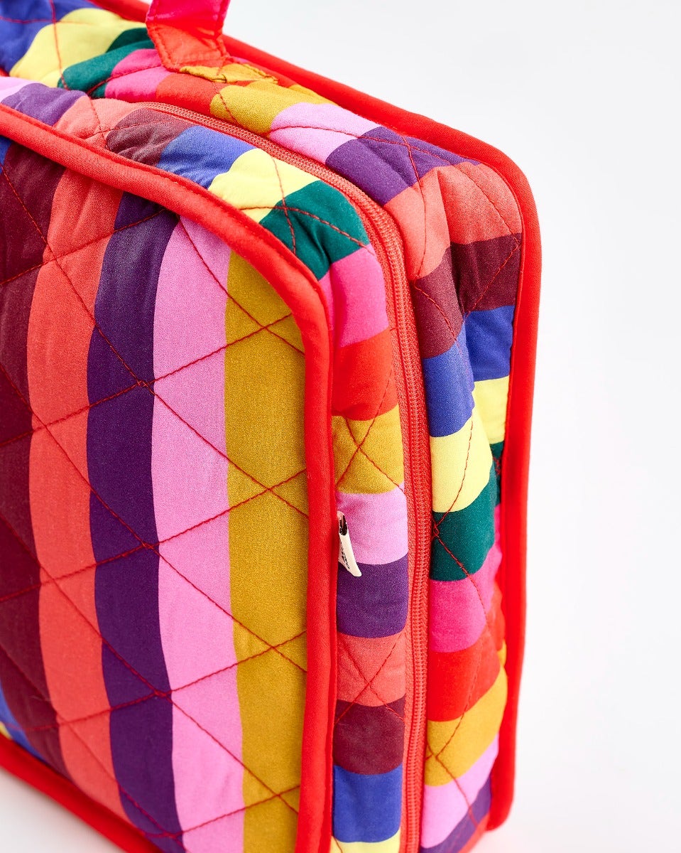 Multicolour Stripes Cotton Large Cosmetic Bag