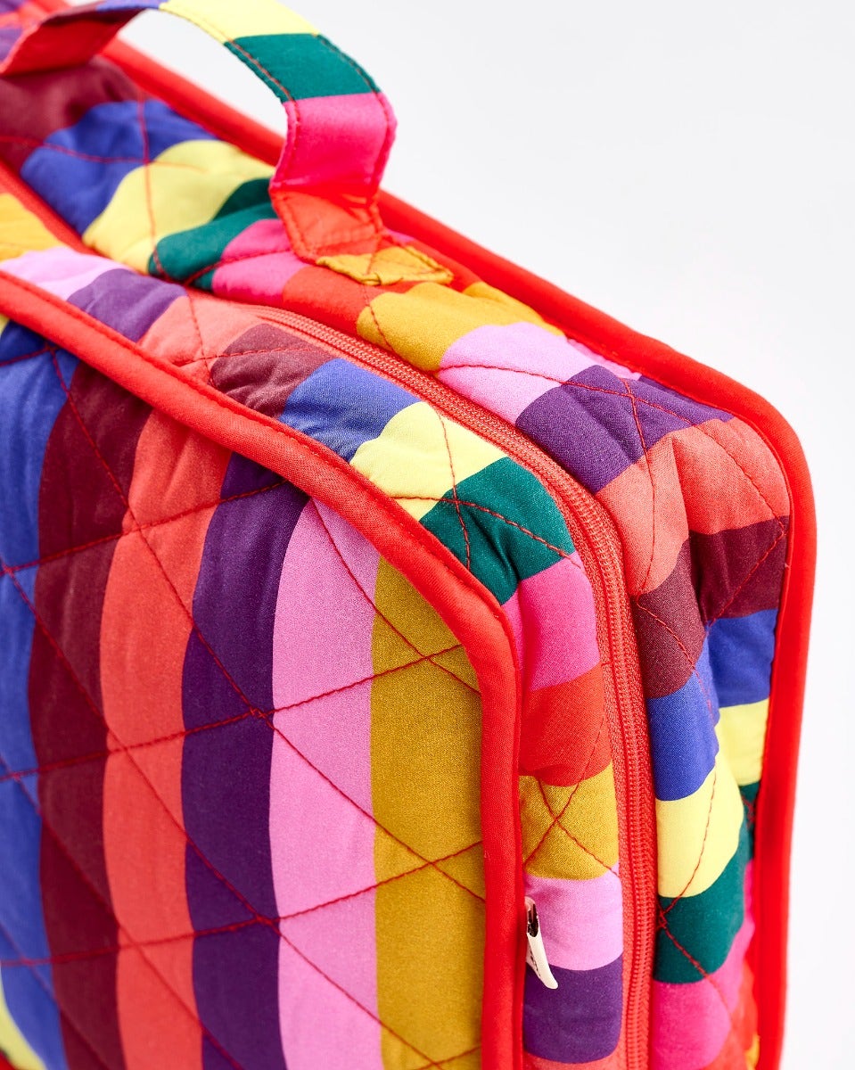 Multicolour Stripes Cotton Large Cosmetic Bag