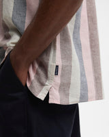 Pink Portwell Vertical Striped Short Sleeve Shirt