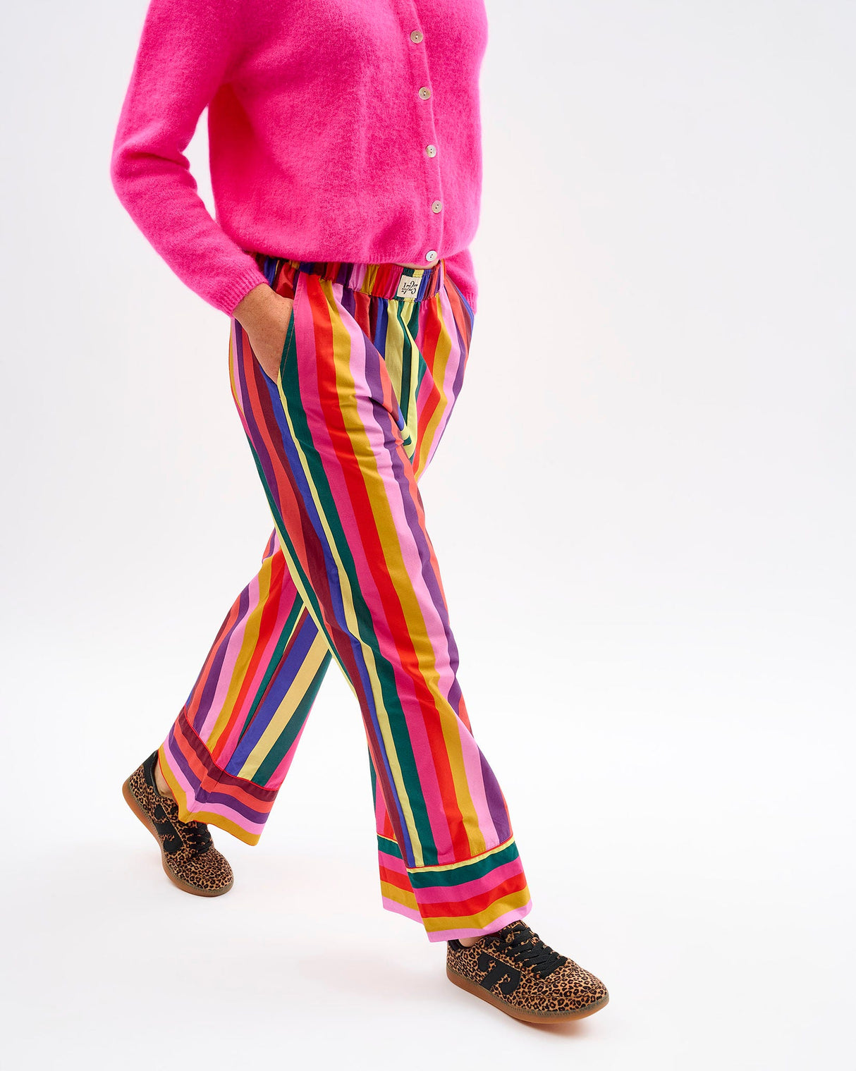 Multicolour Stripes Cotton Wide Leg Bottoms